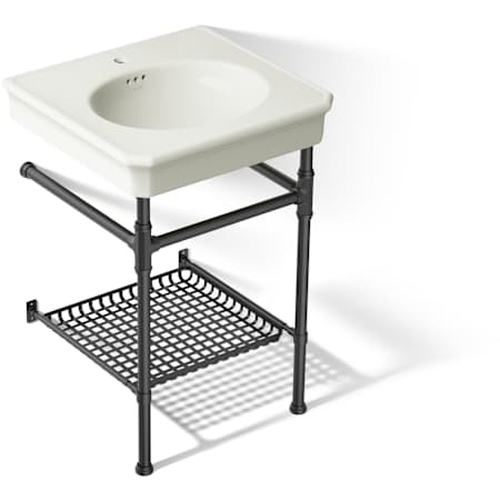 Kohler Claude by Studio McGee 24-1/8" Oval Fireclay Console, Pedestal Bathroom Sink with Single Faucet Hole Dune / Matte Black