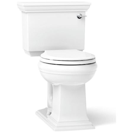 Kohler Memoirs Stately 1.28 GPF Two-Piece Round Comfort Height Toilet with Right Hand Trip Lever and AquaPiston Technology - Seat Not Included White