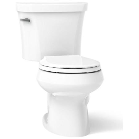 Kohler Wellworth 1.28 GPF Two-Piece Round Toilet with 14" Rough In and Left-Hand Trip Lever - Seat Not Included White