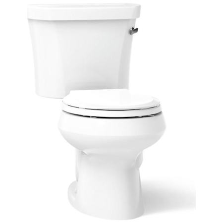 Kohler 1.28 GPF Two-Piece Round Toilet with 14" Rough In, Right Hand Trip Lever and Insuliner from the Wellworth Collection White