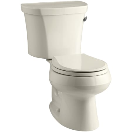 Kohler 1.28 GPF Two-Piece Round Toilet with 14" Rough In, Right Hand Trip Lever and Insuliner from the Wellworth Collection Almond