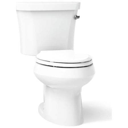 Kohler 1.28 GPF Two-Piece Elongated Toilet with 14" Rough In, Right Hand Trip Lever and Tank Locks from the Wellworth Collection White