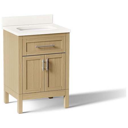 Kohler Hadron 24" Free Standing Single Basin Vanity Set with Cabinet and Quartz Vanity Top Light Oak