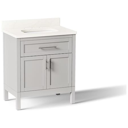 Kohler Hadron 30" Free Standing Single Basin Vanity Set with Cabinet and Quartz Vanity Top Atmos Grey