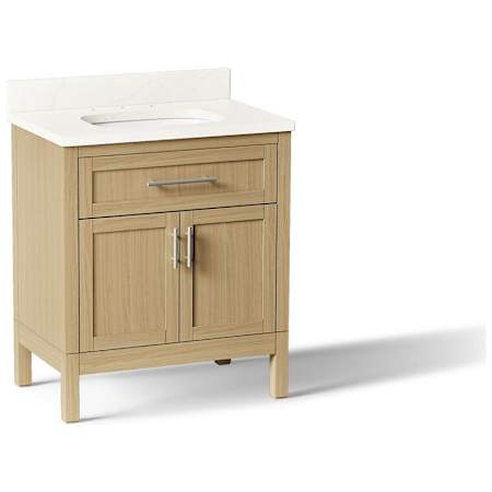 Kohler Hadron 30" Free Standing Single Basin Vanity Set with Cabinet and Quartz Vanity Top Light Oak