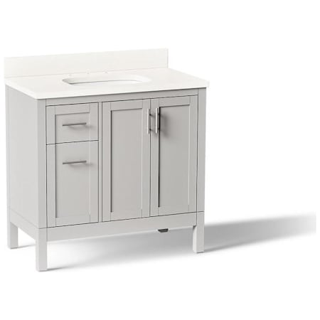 Kohler Hadron 36" Free Standing Single Basin Vanity Set with Cabinet and Quartz Vanity Top Atmos Grey