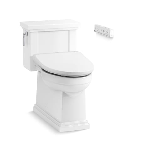 Kohler Tresham One-Piece Compact Elongated Comfort Height Toilet with Skirted Trapway - Includes Irvine E915 Elongated Bidet Seat with Remote Control White
