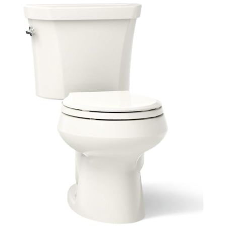 Kohler Wellworth Dual Flush Two-Piece Round-Front Toilet with Class Five Flush Technology and Left Hand Trip Lever - Less Seat Biscuit