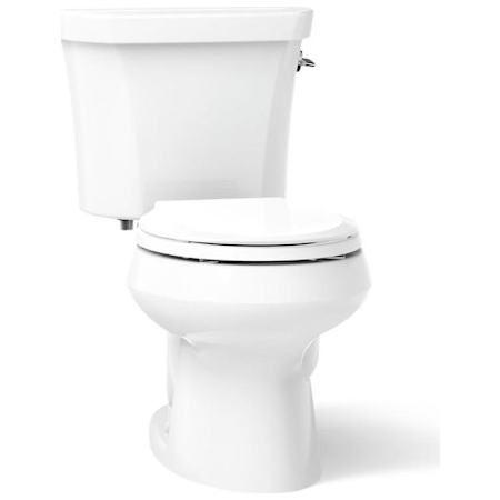 Kohler Wellworth 1.1 / 1.6 GPF Round Two-Piece Toilet with Right Hand Trip Lever and Class Five Flush Technology - Less Seat White