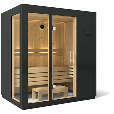 Kohler C1 Three-Person Indoor Sauna with Interior and Exterior Walls Graphite Grey