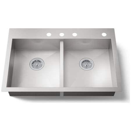 Kohler Vault 33" Double Basin Top-Mount/Under-Mount 18-Gauge Stainless Steel Kitchen Sink with SilentShield Stainless Steel