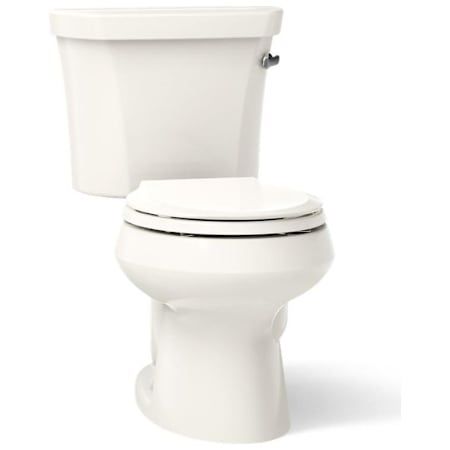 Kohler 1.28 GPF Two-Piece Round Toilet with 12" Rough In and Right Hand Trip Lever from the Wellworth Collection Biscuit