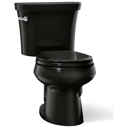 Kohler 1.28 GPF Two-Piece Round Toilet with 12" Rough In and Tank Locks from the Wellworth Collection Black