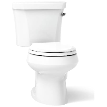 Kohler 1.28 GPF Two-Piece Round Toilet with 12" Rough In, Right Hand Trip Lever and Tank Locks from the Wellworth Collection White
