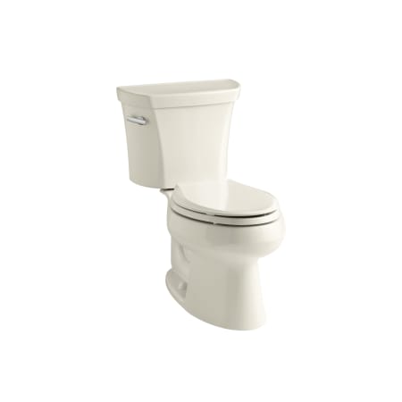 Kohler 1.28 GPF Two-Piece Elongated Toilet with 12" Rough In and Tank Locks from the Wellworth Collection Almond