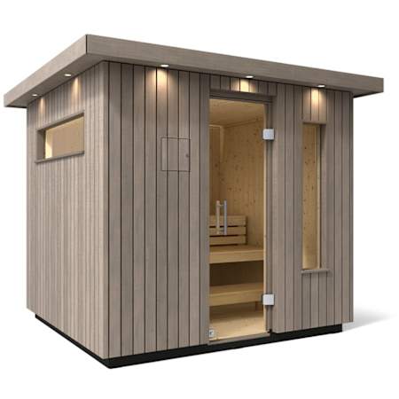 Kohler C2 Five-Person Outdoor Sauna with Wooded Interior Weathered Grey Spruce