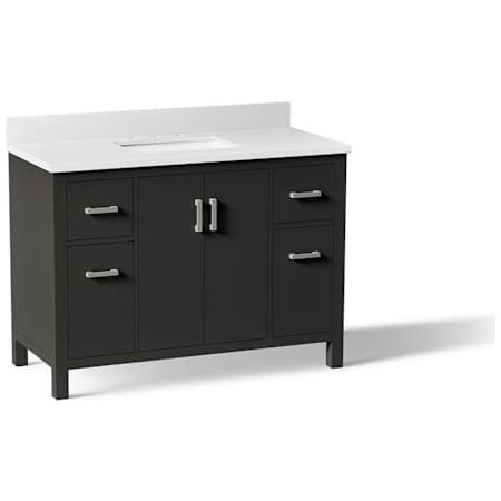 Kohler Kresla 49" Free Standing Single Basin Vanity Set with Cabinet and Quartz Vanity Top Black Oak