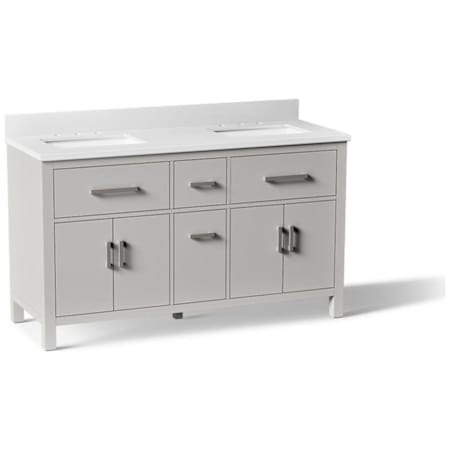 Kohler Kresla 61" Free Standing Double Basin Vanity Set with Cabinet and Quartz Vanity Top Atmos Grey