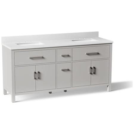 Kohler Kresla 72" Free Standing Double Basin Vanity Set with Cabinet and Quartz Vanity Top Atmos Grey