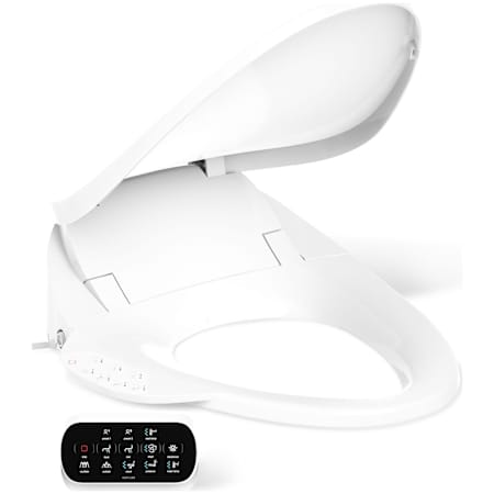 Kohler PureWash E750 Elongated Bidet Seat with Touchscreen Remote Control with Two Programmable User Presets, Continuously Heated Water, Front and Rear Wash Modes, Adjustable Water Temperature and Pressure, Automatically UV Light Self-Cleaning Stainless Steel Wand, Heated Seat, Warm-air Drying System, Carbon Filter, and LED Nightlight Technology White