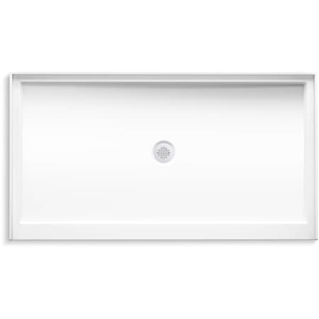 Kohler Stoneridge 66" x 36" Rectangular Shower Base with Single Threshold and Center Drain Honed White