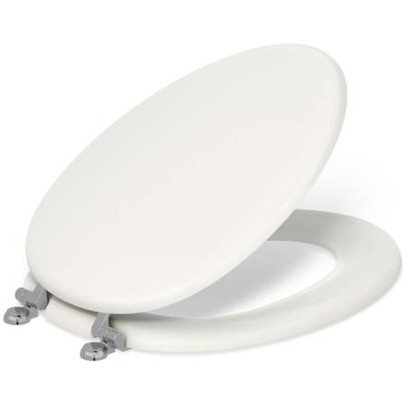 Kohler Kathryn Elongated Closed-Front Toilet Seat with Polished Chrome Hinges Biscuit