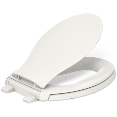 Kohler Transitions Elongated Closed-Front Toilet Seat with Integrated Child-Size Seat, Quiet-Close, and Grip-Tight Bumpers Biscuit