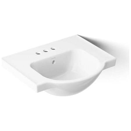 Kohler Veer 21" Pedestal Bathroom Sink with Three Holes Drilled and Overflow White