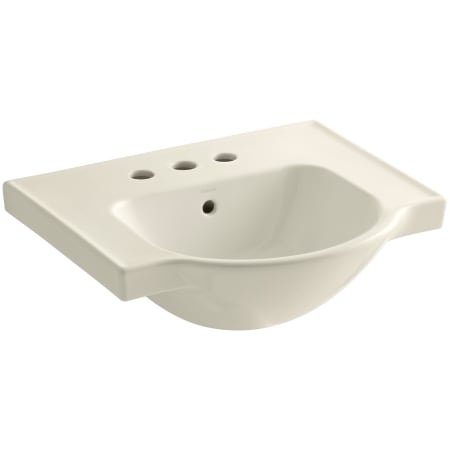 Kohler Veer 21" Pedestal Bathroom Sink with Three Holes Drilled and Overflow Almond