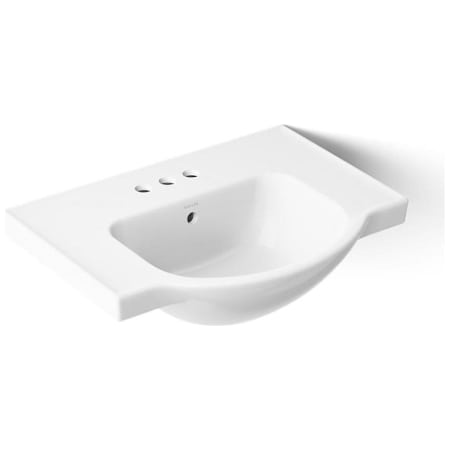 Kohler Veer 24" Pedestal Bathroom Sink with Three Holes Drilled and Overflow White