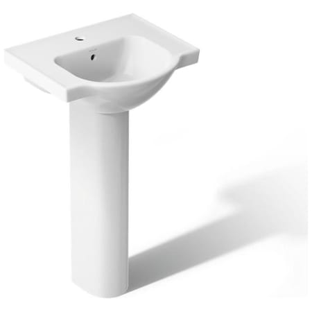 Kohler Veer 21" Pedestal Bathroom Sink with One Hole Drilled and Overflow White
