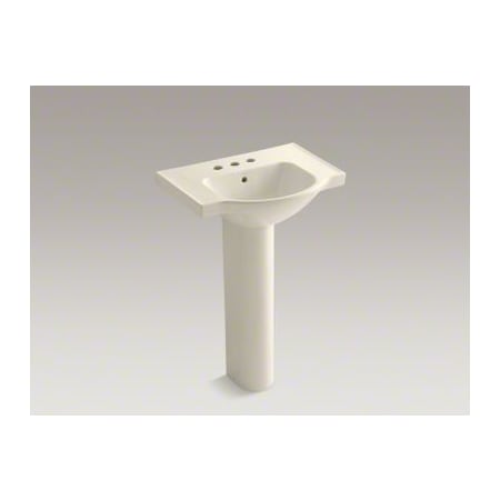 Kohler Veer 24" Pedestal Bathroom Sink with Three Holes Drilled and Overflow Almond
