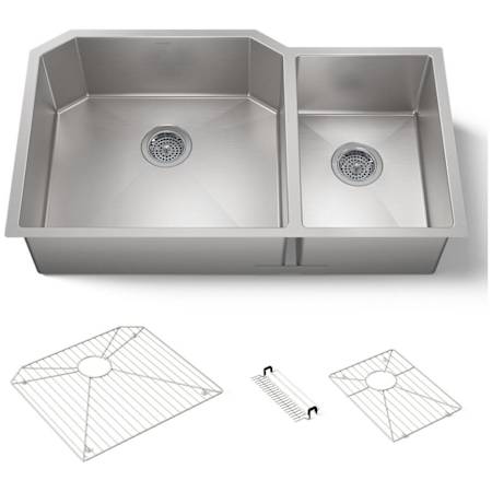 Kohler Strive 36" Double Basin Undermount 16-Gauge Stainless Steel Kitchen Sink with SilentShield Stainless Steel