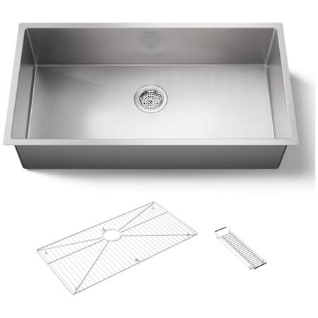 Kohler Strive 35" Single Basin Undermount 16-Gauge Stainless Steel Kitchen Sink with SilentShield with Accessories Included Stainless Steel