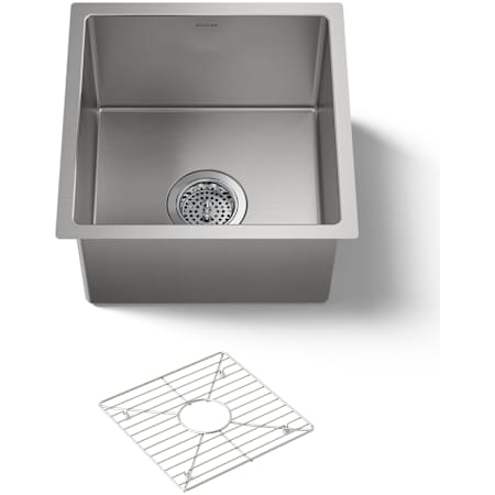 Kohler Strive 15" Single Basin Undermount 16-Gauge Stainless Steel Kitchen Sink with SilentShield with Basin Rack Stainless Steel