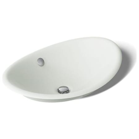 Kohler Iron Plains 20-3/4"L Enameled Cast Iron Wading Pool Oval Bathroom Sink with Overflow and White Painted Underside Sea Salt