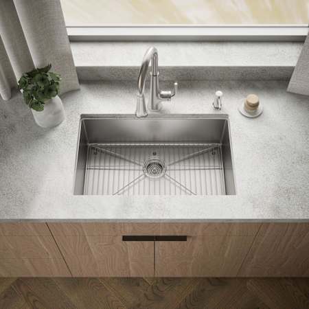 Kohler Strive 29" Single Basin Undermount 16-Gauge Stainless Steel Kitchen Sink with SilentShield with Basin Rack Stainless Steel