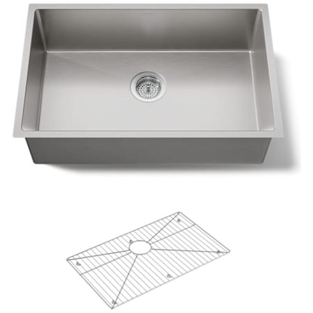 Kohler Strive 29" Single Basin Undermount 16-Gauge Stainless Steel Kitchen Sink with SilentShield with Basin Rack Stainless Steel