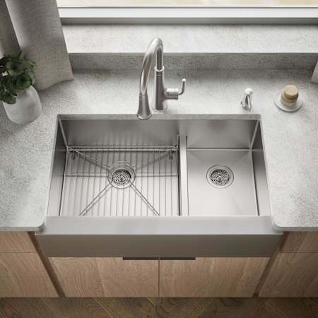 Kohler Strive 35-1/2" Double Basin Undermount 16-Gauge Self Trimming Sink with SilentShield and Smart Divide na
