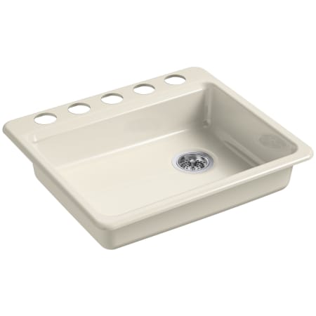 Kohler Riverby 25" Single Basin Enameled Cast Iron Kitchen Sink for Undermount Installations Almond