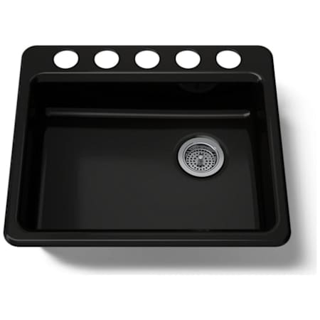 Kohler Riverby 25" Single Basin Enameled Cast Iron Kitchen Sink for Undermount Installations Black Black