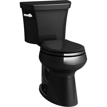 Kohler Highline 1.28 GPF Two Piece Round Chair Height Toilet with Left Hand Lever - Less Seat Black Black