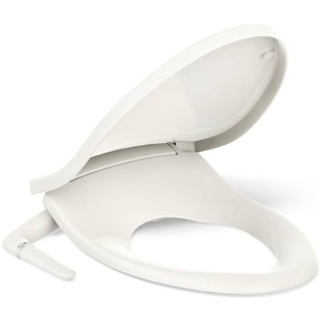 Kohler PureWash M250 Elongated Manual Bidet Toilet Seat with Adjustable Spray Position and Pressure, Automatically Rinsing Self-Cleaning Wand, Quiet-Close, and Quick-Release Technologies Biscuit