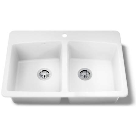 Kohler Brookfield 33" Double Basin Top-Mount Enameled Cast-Iron Kitchen Sink White