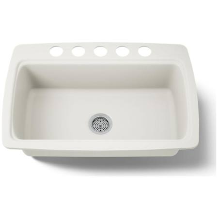 Kohler Cape Dory 33" Single Basin Under-Mount Enameled Cast-Iron Kitchen Sink Biscuit