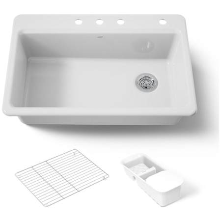 Kohler Riverby 33" Single Basin Top-Mount Enameled Cast-Iron Kitchen Sink White