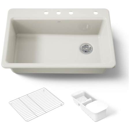Kohler Riverby 33" Single Basin Top-Mount Enameled Cast-Iron Kitchen Sink Biscuit
