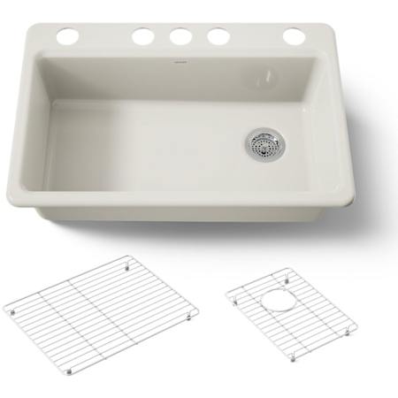 Kohler Riverby 33" Undermount Single Basin Cast Iron Kitchen Sink Biscuit