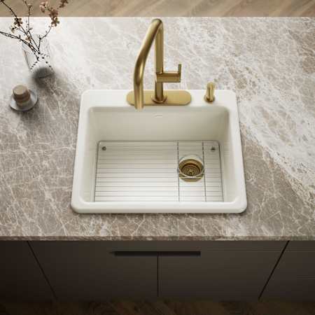 Kohler Riverby 25" Single Basin Top-Mount Enameled Cast-Iron Kitchen Sink Biscuit