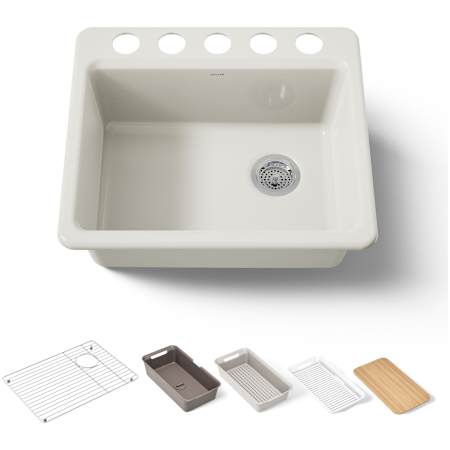 Kohler Riverby 25 Inch Undermount Kitchen Sink Biscuit